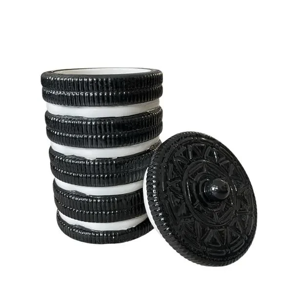 保存容器・ケース VINTAGE 1970s Nabisco Oreo Cookie Jar 1970's Vintage Stacked OREO Cookie Jar Container With Lid